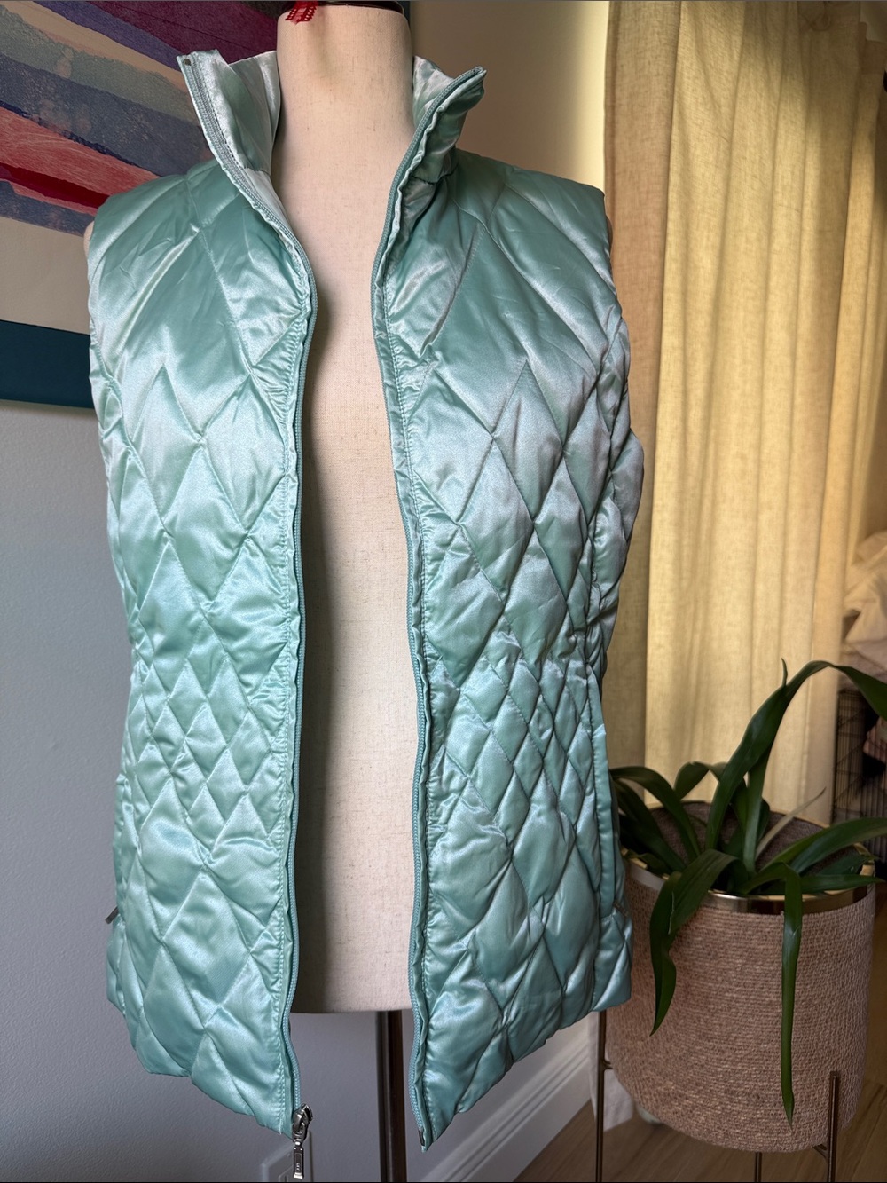 Lands' End Quilted Sleeveless Vest in Mint